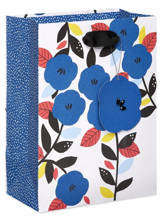 Papyrus 9" Medium Gift Bag (Blue Flowers) for Birthdays, Weddings, Bridal Showers, Baby Showers and All Occasions (1 Bag) - Image 1